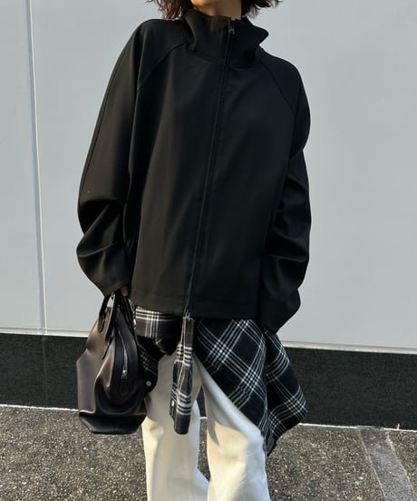 stand collar zip up blouson