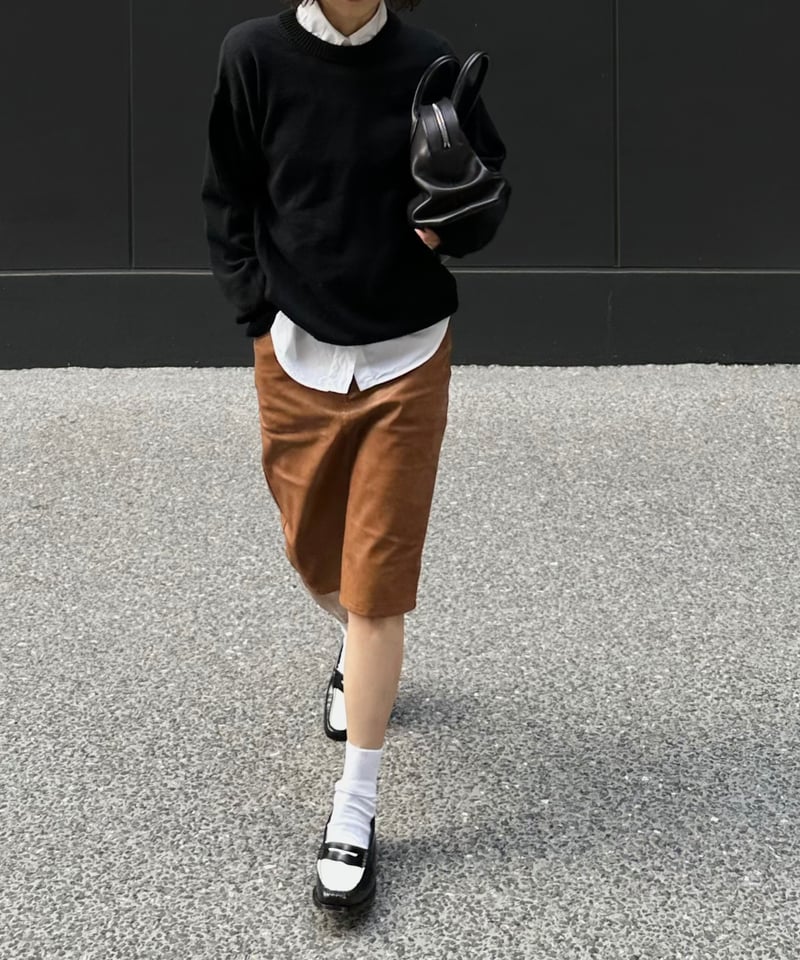 ok.soon×piccadilly faux-leather middle skirt br