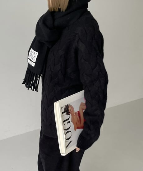 donut cable  knit(black/white)