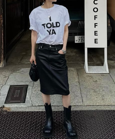 ok.soon×piccadilly COATING DENIM MIDDLE SKIRT