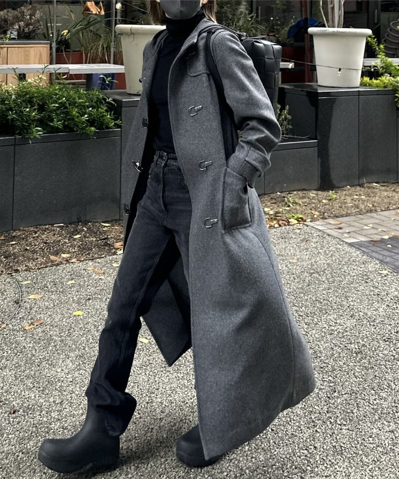 dark grey long duffle coat - ダッフルコート