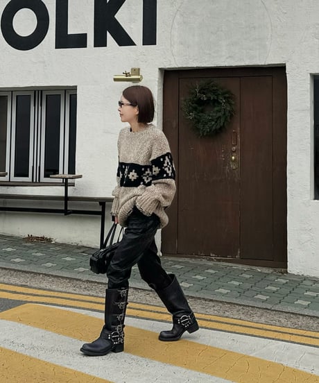 fake leather straight pants