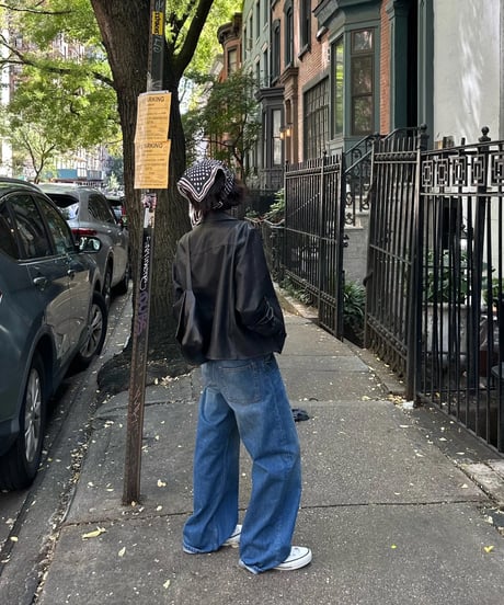 double-breasted short leather coat