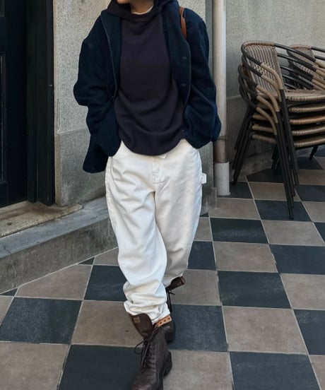 navy denim jacket & navy denim casual pants