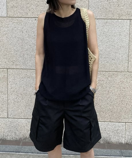 cargo half pants (black/white)