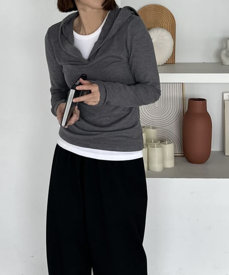 open collar hoodie tops