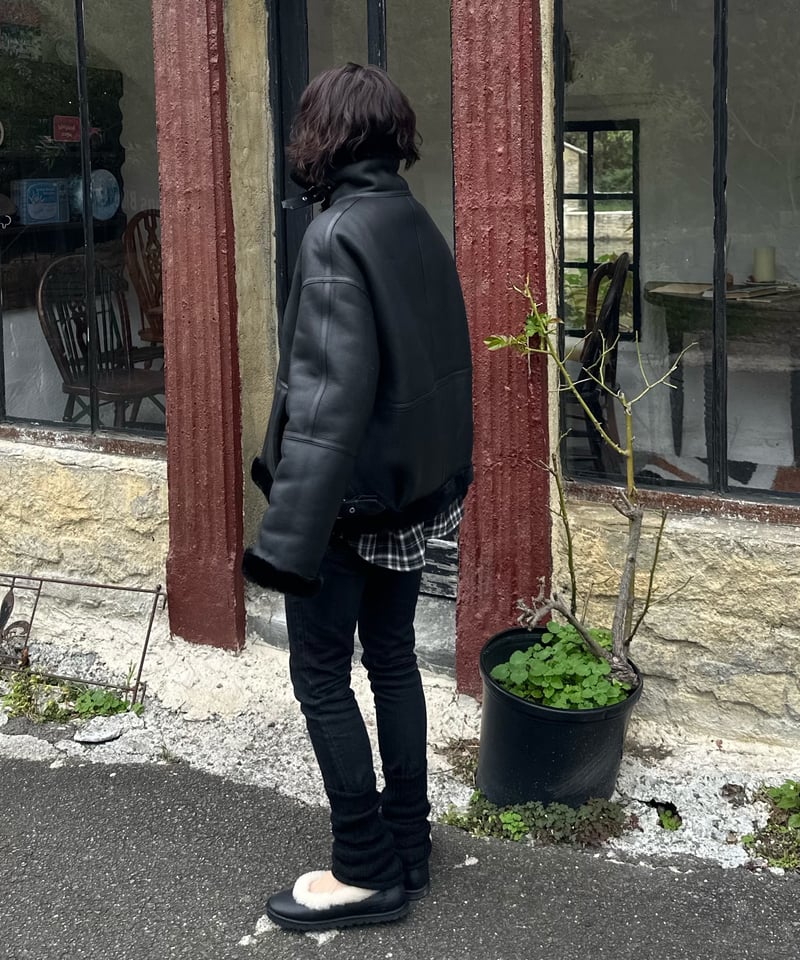 leather shearing jacket | ok.soon
