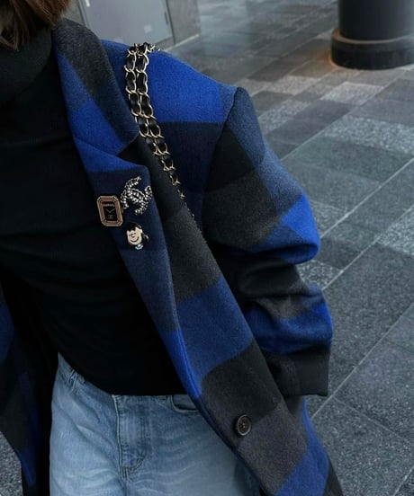 buffalo check wool coat