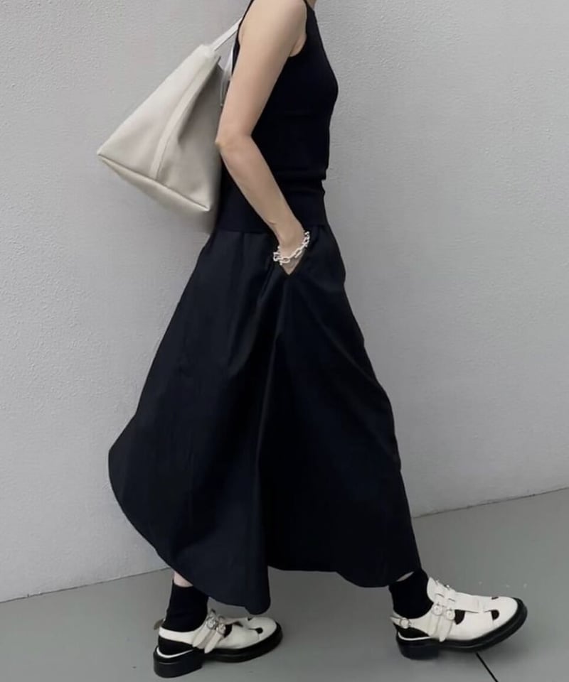 コットンギャザースカートwhite,black | ok.soon
