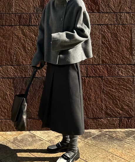 box pleats skirt gray