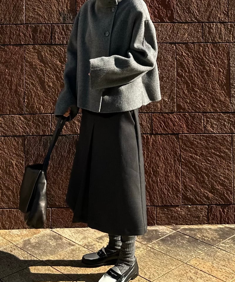 box pleats skirt gray | ok.soon