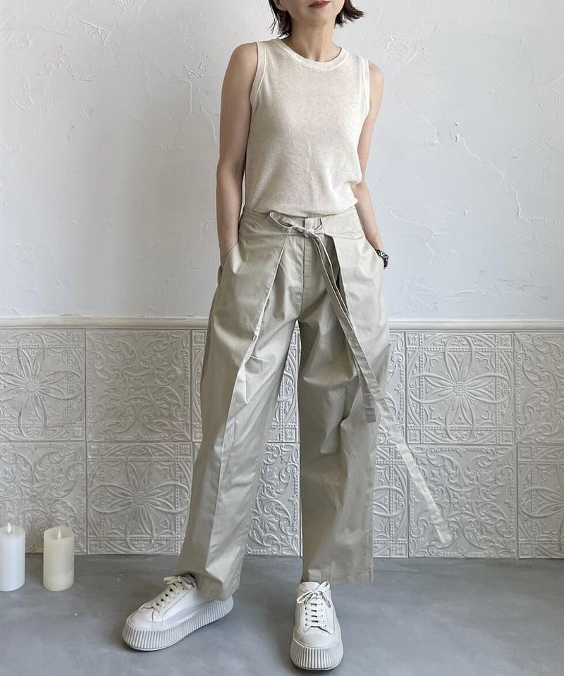 クロップドラップパンツbeige,smoky blue | ok.soon
