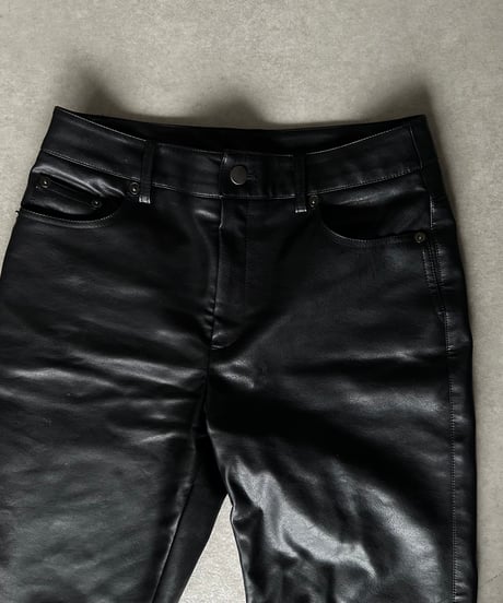 fake leather straight pants
