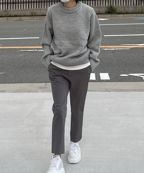 crew neck knit(black/gray)