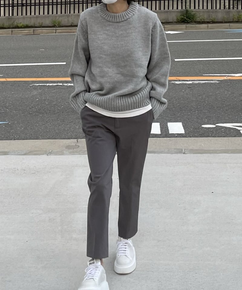 crew neck knit(black/gray) | ok.soon crew neck knit(black/gray) | ok.soon