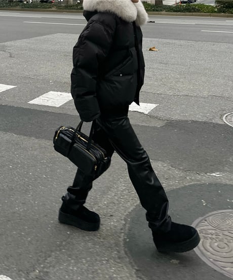 fake leather straight pants