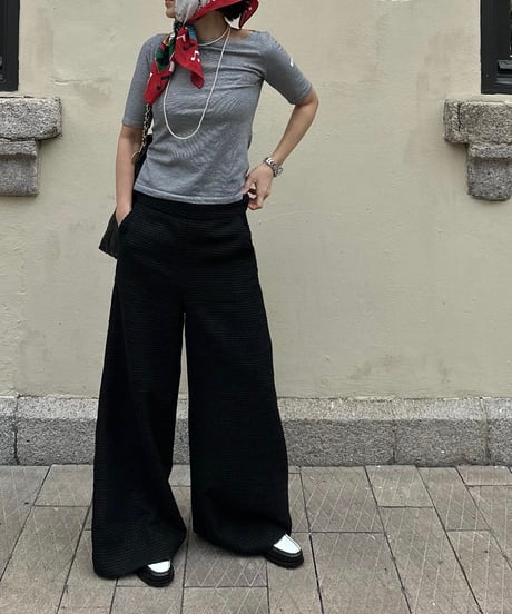monotone tweed wide pants