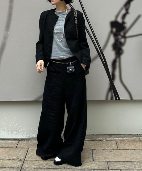 monotone tweed wide pants