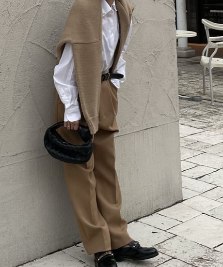 tailored slacks(black/camel)