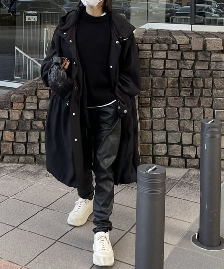 cotton hood coat (black)