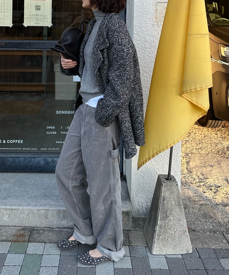 wool tweed half coat | ok.soon