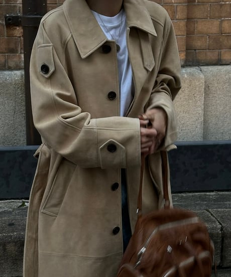 suede leather long coat