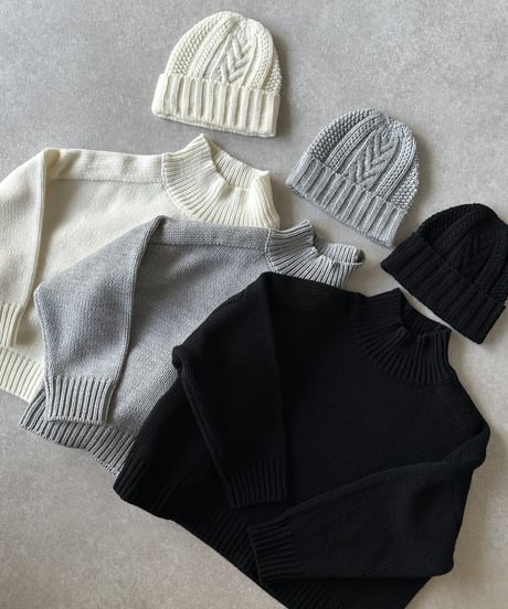 high neck knit(gray/black/offwhite)
