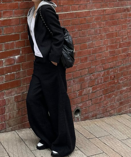 monotone tweed wide pants