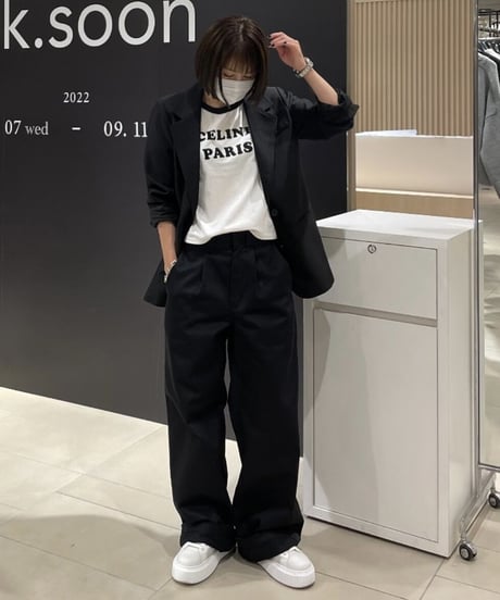 ok.soon×dickies wide chino pants (black)