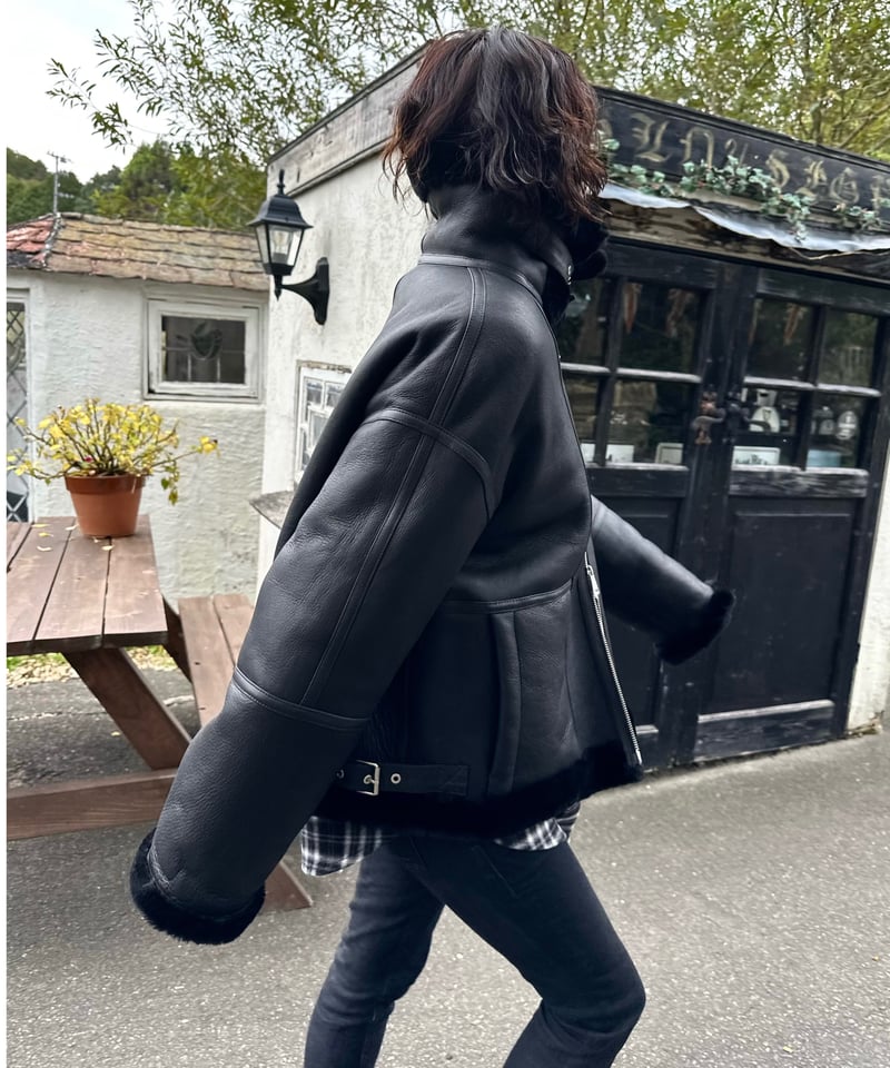 leather shearing jacket | ok.soon