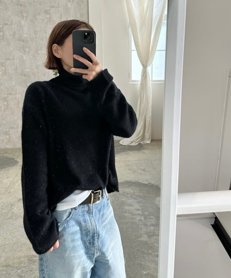 nep yarn high neck,round neck sweater