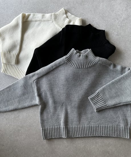high neck knit(gray/black/offwhite)