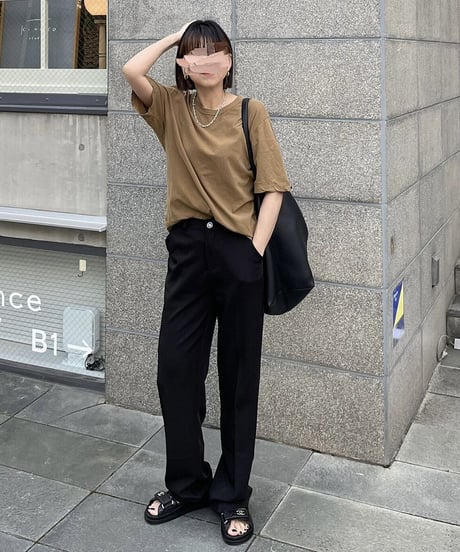 ［long length］wool blend straight slacks