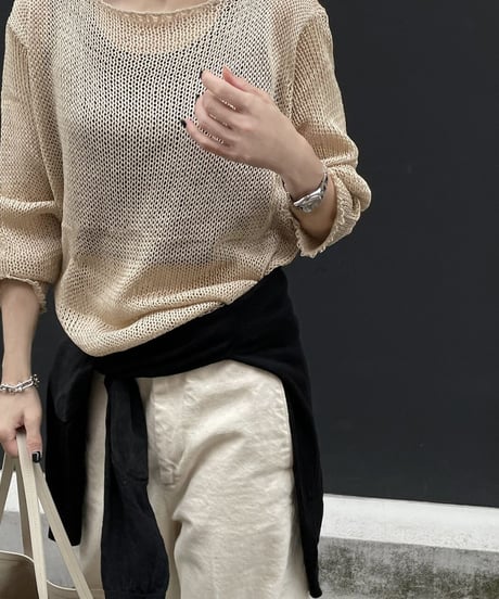 linen mesh knit(black,beige)