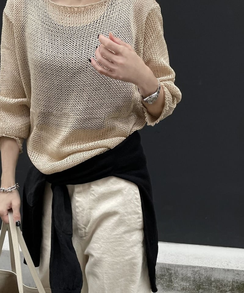 linen mesh knit(black,beige) | ok.soon