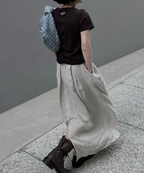 linen shirt&long skirt relax setup