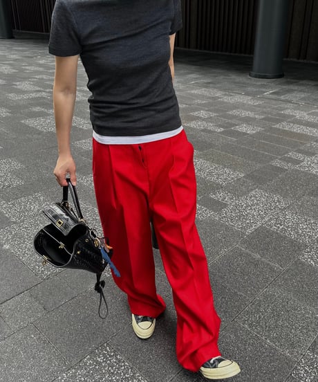 1tuck casual slacks red
