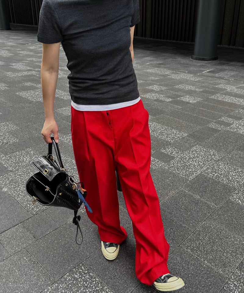 1tuck casual slacks red | ok.soon