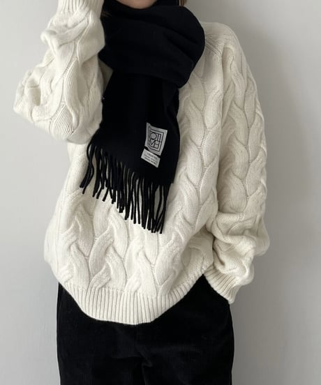 donut cable  knit(black/white)