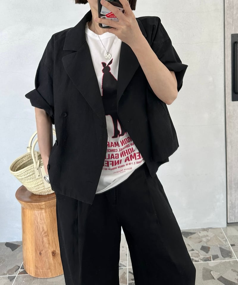 cotton linen half sleeve jacket | ok.soon