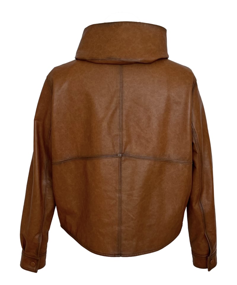 pre-order］hooded leather blouson(camel) | ok.soon