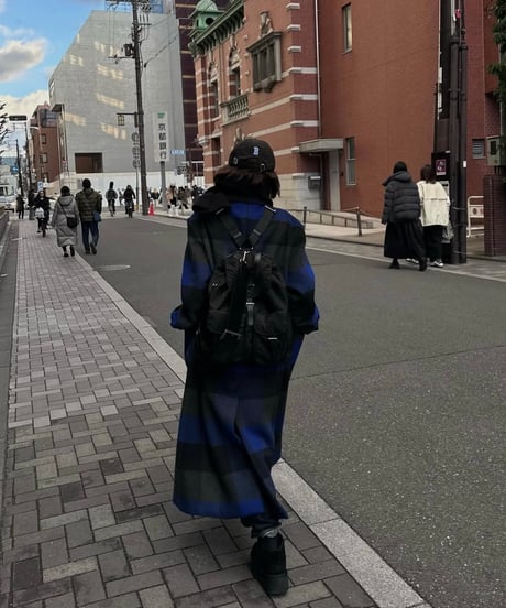 buffalo check wool coat