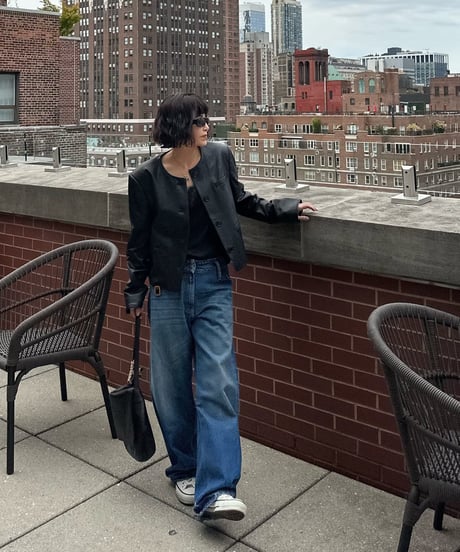 collarless leather jacket