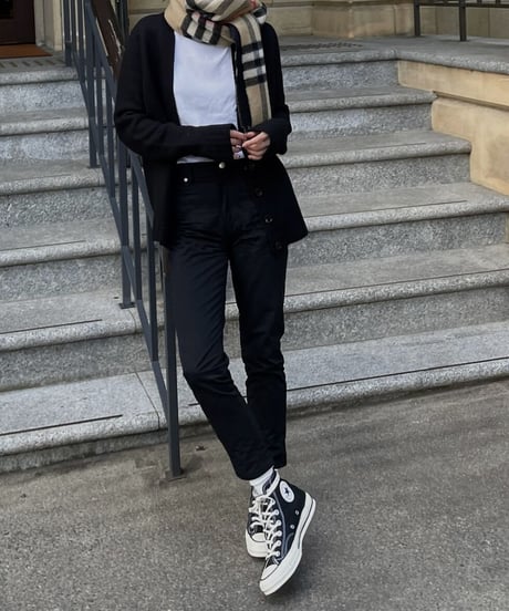 cotton slim pants (black)
