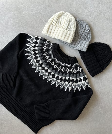 cable beanie(gray/black/offwhite)