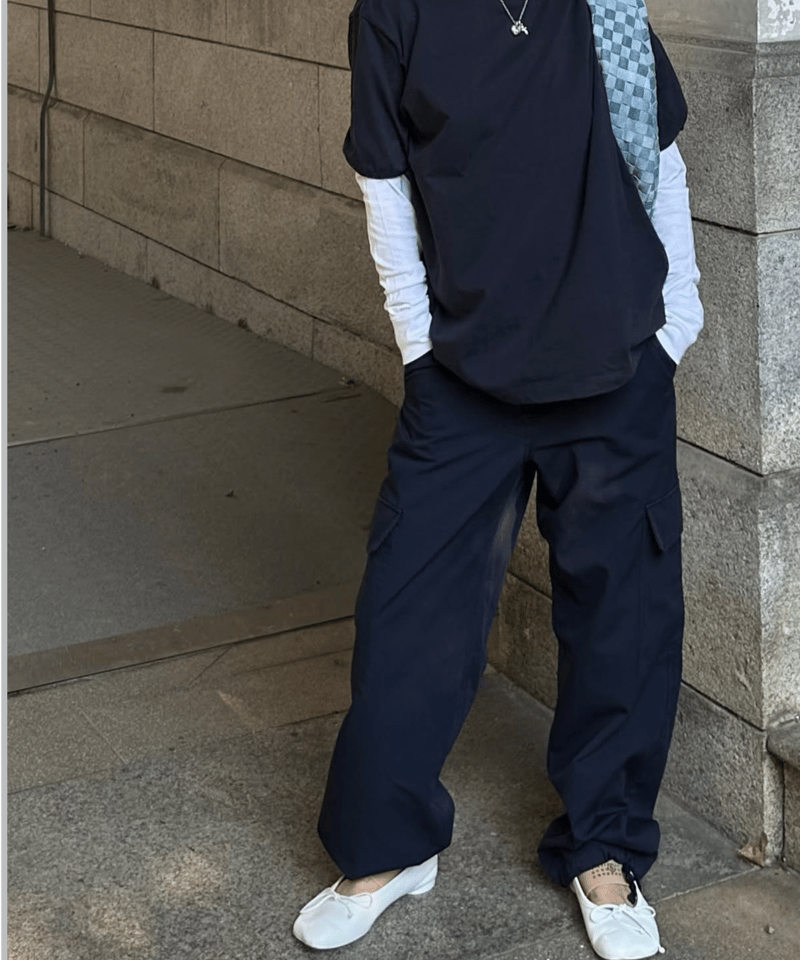 ok.soon ローライズカーゴパンツ ネイビー 2 low rise cargo pants | ok.soon