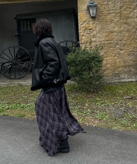 tartan check long skirt