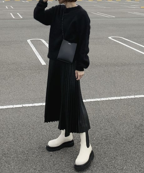 fake leather pleats skirt
