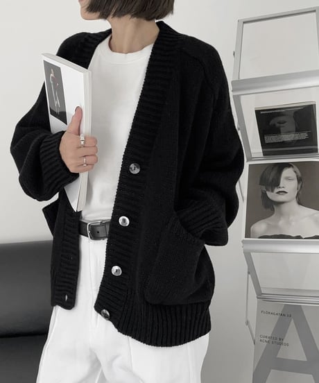 knit cardigan(gray/black)