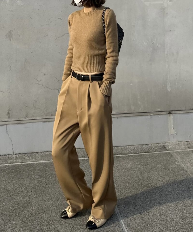 ⭐︎最終お値下げThe toe Piraeus Short Pants camel tailored slacks(black/camel) | ok.soon